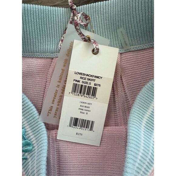 NWT LoveShackFancy Pink & Blue Roz Knit Mini Skirt Size Small $275 MSRP - Picture 7 of 7